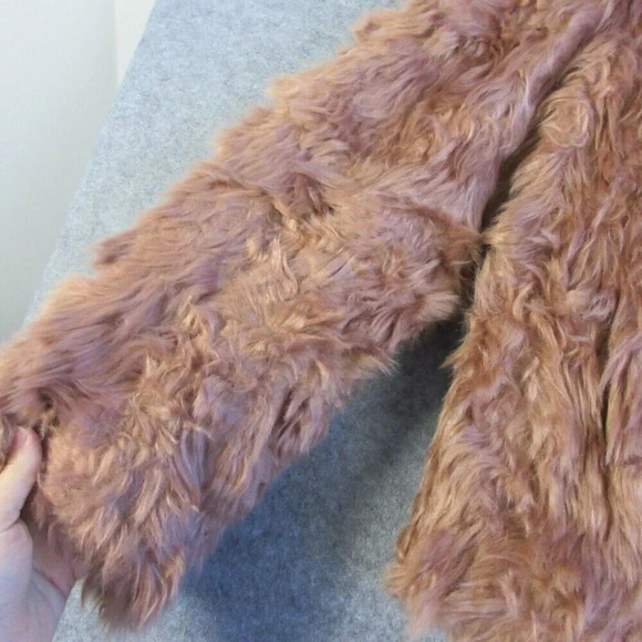 Vince Womens Plush Faux Fur Jacket Blazer S Pink Brown Blazer Coat Oversized 778 - Picture 2 of 14